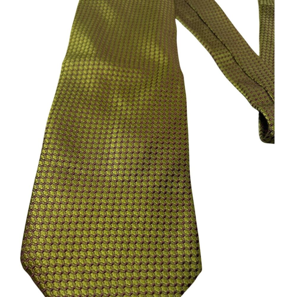 Ermenegildo Zegna Silk Tie Woven Micro Neat Olive Green